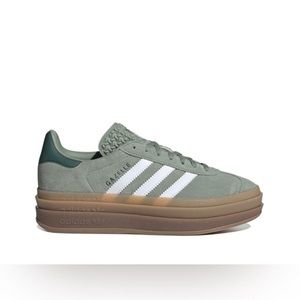 Adidas Gazelle Bold Platform in Silver Green with Gum Sole